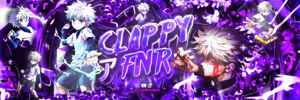 This is clappys banner. It shows the text "clappyfnr" with a youtube and tiktok logo. It represents Killua, an anime charakter and the design is purble. 💻 High-End-Gaming & Streaming-Setup! 🚀 Mein PC mit RTX 4080 Super, Ryzen 5 7600X3D & 64GB RAM liefert maximale Performance. 🖥️ Hauptmonitor: Samsung Odyssey G6 OLED (360Hz, 1440p), Zweitmonitor: Asus TUF Gaming (165Hz, 1080p). 🎮 Peripherie: Logitech G Pro X Superlight 2.0, SteelSeries Apex Pro TKL, Shure SM7B Mikrofon & mehr. 🔧 Finde Tweaks, Kaufempfehlungen & Optimierungstipps für Gaming & Streaming!